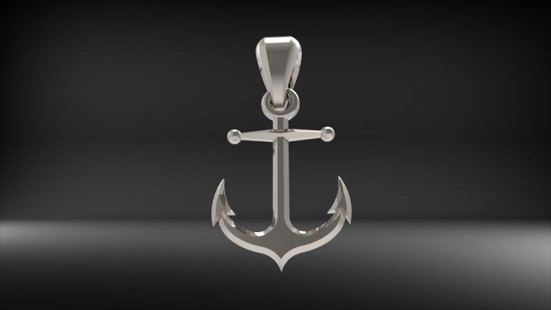 Modern Anchor Pendant | 999 Fine Silver 25mm | Handmade USA