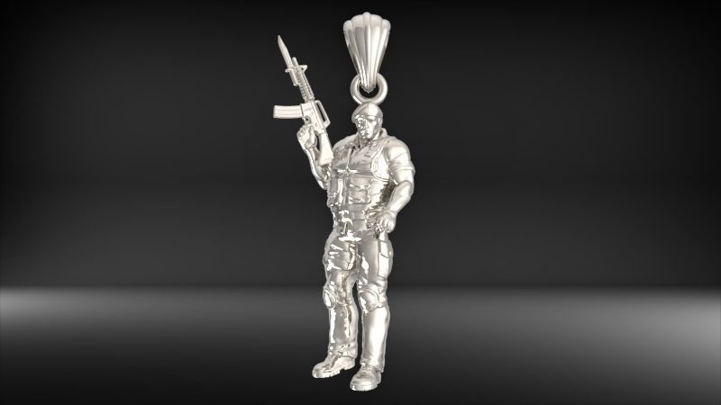 Army Soldier Pendant | 999 Fine Silver 30mm | Handmade USA