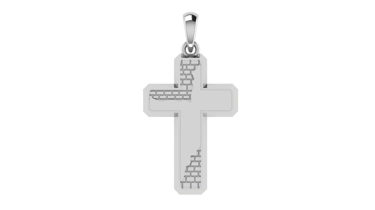 Brick Reveal Cross Pendant | 999 Fine Silver 30x20mm | Handmade USA