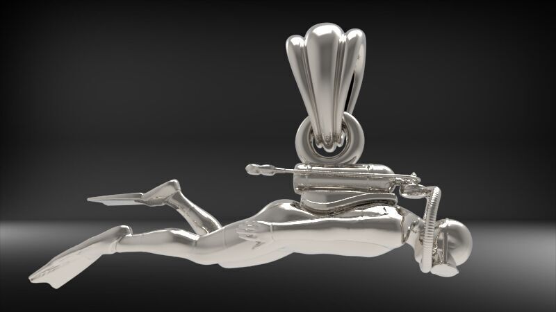 Scuba Diver Pendant | 999 Fine Silver 25mm | Handmade USA