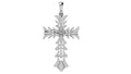 Ornate Flower Cross Pendant | 999 Fine Silver 30mm | Handmade USA