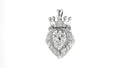 Lion with King's Crown Pendant | 999 Fine Silver 29mm | Handmade USA