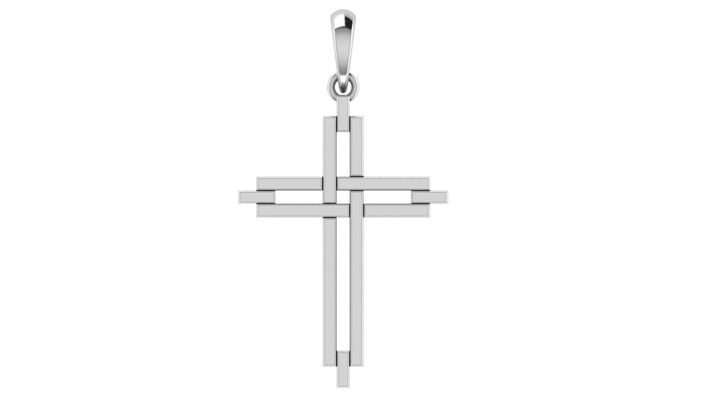 Modern Bar Cross Pendant | 999 Fine Silver 30mm | Handmade USA