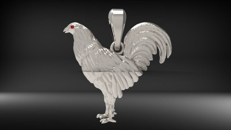 Rooster Pendant | 999 Fine Silver 35mm | Handmade USA