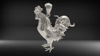 Solid Rooster Pendant | 999 Fine Silver 31mm | Handmade USA