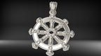 Classic Ship Wheel Pendant | 999 Fine Silver 25mm | Handmade USA