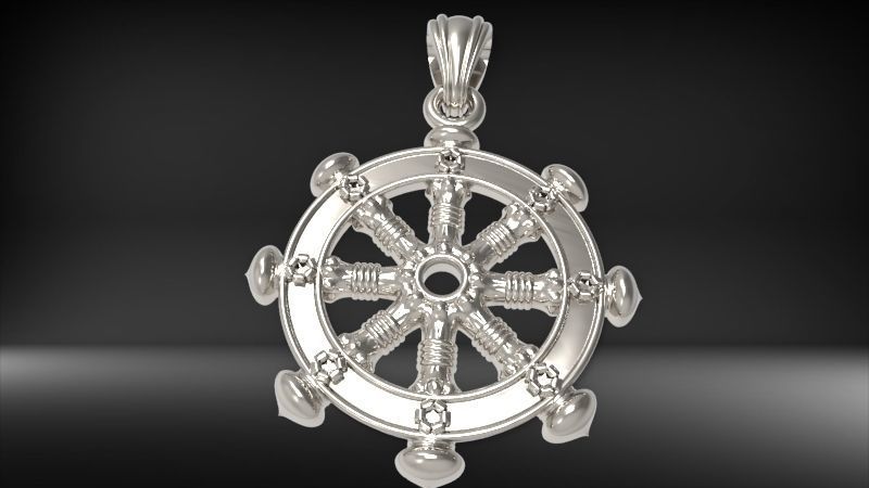 Classic Ship Wheel Pendant | 999 Fine Silver 25mm | Handmade USA