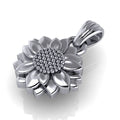 Sunflower Pendant | 999 Fine Silver 23mm | Handmade USA