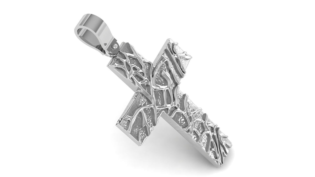 Tree Root Cross Pendant | 999 Fine Silver 30mm | Handmade USA