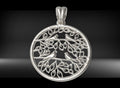 Tree of Life with Doves Pendant | 999 Fine Silver 29mm | Handmade USA