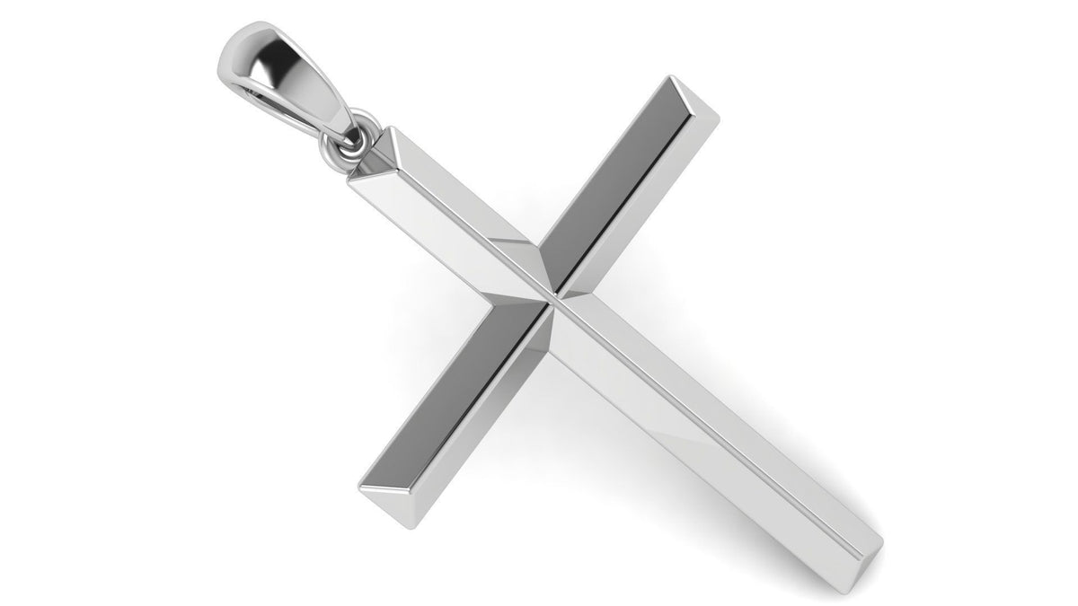 Triangle Bar Cross Pendant | 999 Fine Silver 30mm | Handmade USA