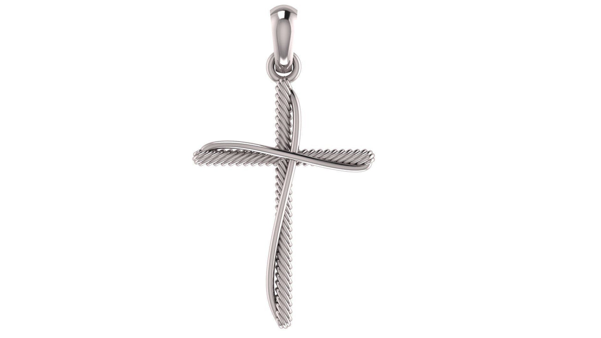 Twisted Wire Cross Pendant | 999 Fine Silver 30mm | Handmade USA