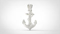 Anchor with Rope Pendant | 999 Fine Silver 23mm | Handmade USA