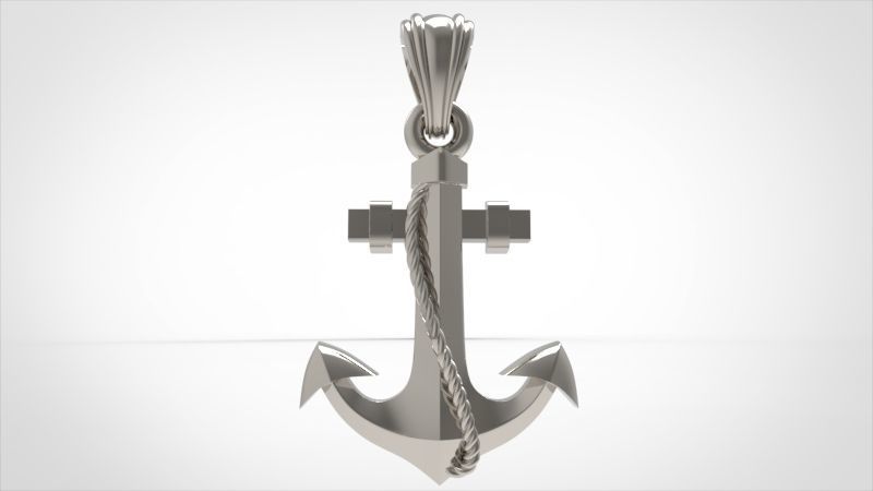 Anchor with Rope Pendant | 999 Fine Silver 23.5mm | Handmade USA