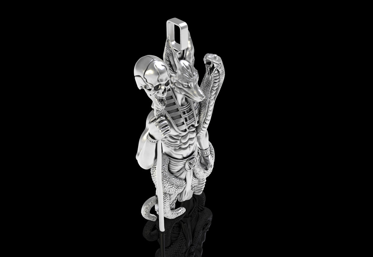 Anubis Pendant | 999 Fine Silver 80mm | Handmade USA