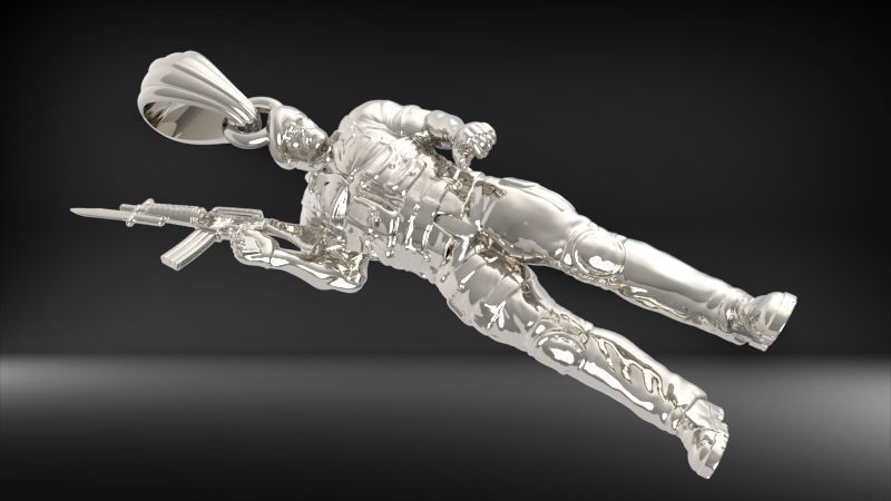 Army Soldier Pendant | 999 Fine Silver 30mm | Handmade USA