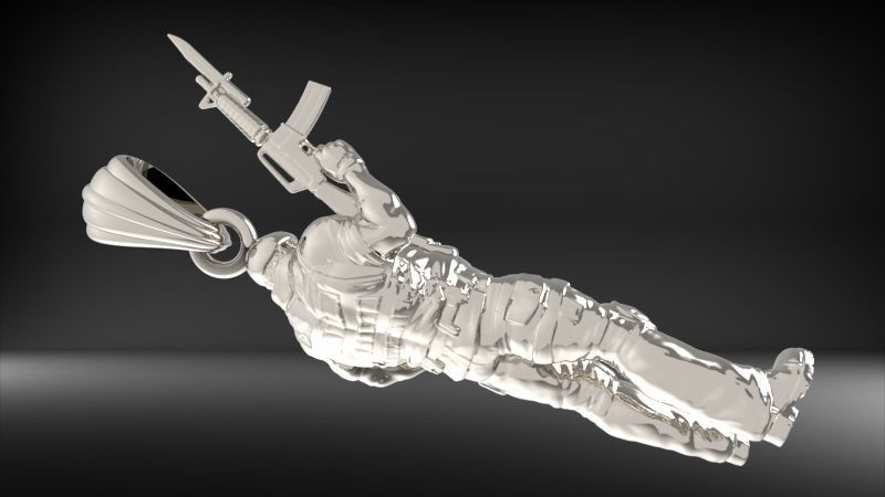 Army Soldier Pendant | 999 Fine Silver 30mm | Handmade USA