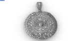 Aztec Calendar Pendant | 999 Fine Silver 26mm | Handmade USA