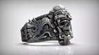 Aztec Skull Warrior Ring | 999 Fine Silver | Handmade USA