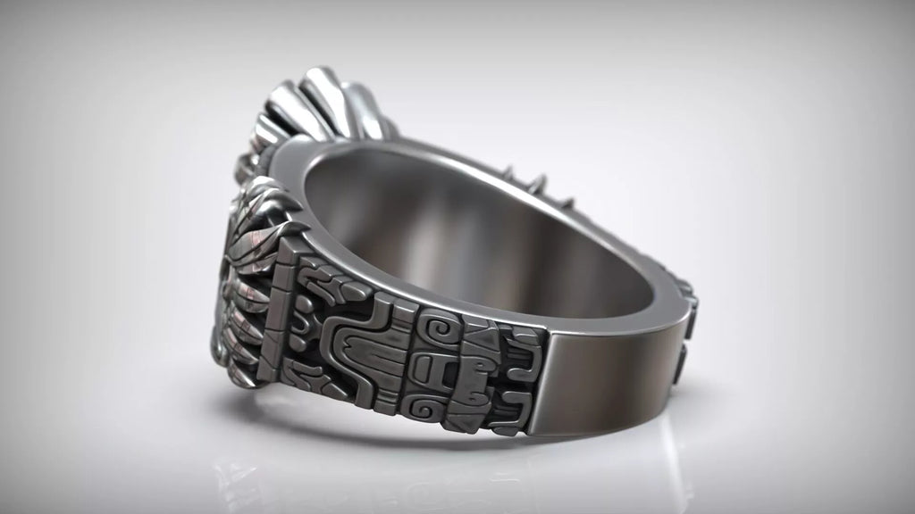 Aztec Skull Warrior Ring | 999 Fine Silver | Handmade USA
