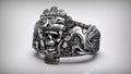 Aztec Skull Warrior Ring | 999 Fine Silver | Handmade USA