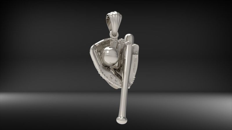 Baseball Glove, Ball & Bat Pendant | 999 Fine Silver | Handmade USA