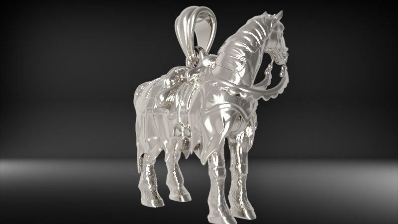 Battle Horse Pendant | 999 Fine Silver 33mm | Handmade USA