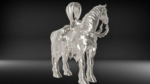 Battle Horse Pendant | 999 Fine Silver 33mm | Handmade USA