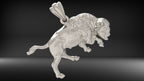 Bison Buffalo Pendant | 999 Fine Silver 20mm | Handmade USA