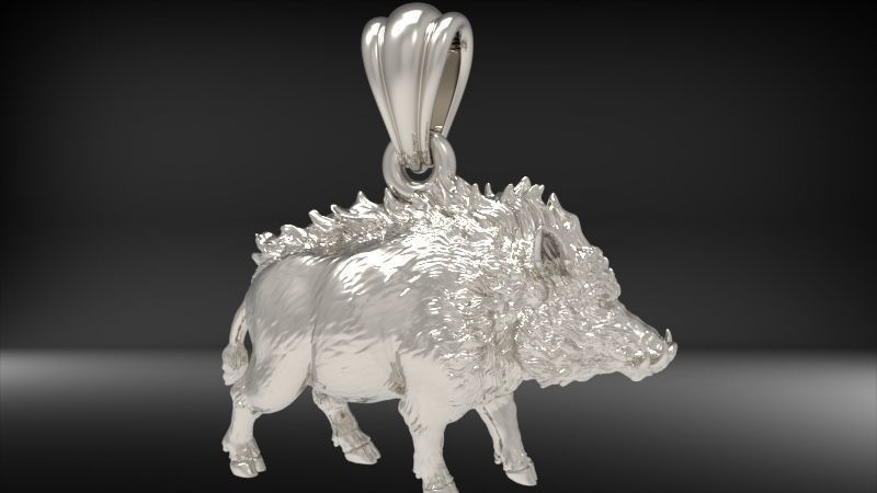 Wild Boar Pendant | 999 Fine Silver 30g | Handmade USA