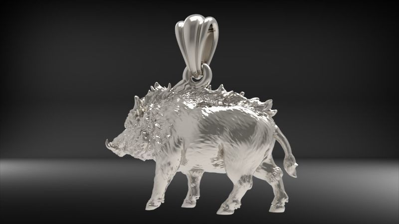 Wild Boar Pendant | 999 Fine Silver 30g | Handmade USA
