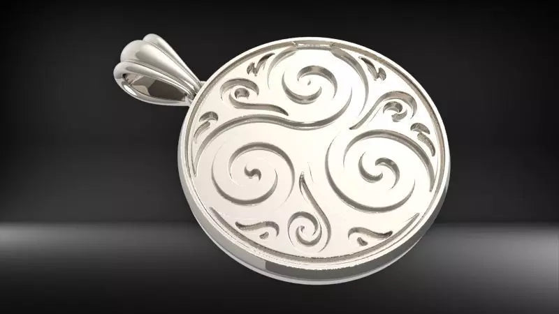 Celtic Triskele Triple Spiral Pendant | 999 Fine Silver 21mm | Handmade USA