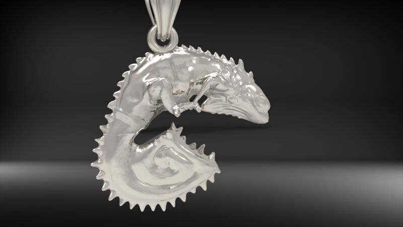 Chameleon Pendant | 999 Fine Silver 24mm | Handmade USA