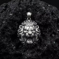 Angry Lion Head Pendant | 999 Fine Silver 36mm | Handmade USA