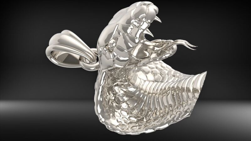 Cobra Head Pendant | 999 Fine Silver 25mm | Handmade USA