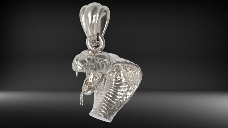 Cobra Head Pendant | 999 Fine Silver 25mm | Handmade USA