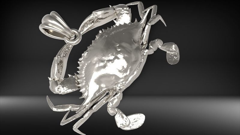 Crab Pendant | 999 Fine Silver 33mm | Handmade USA
