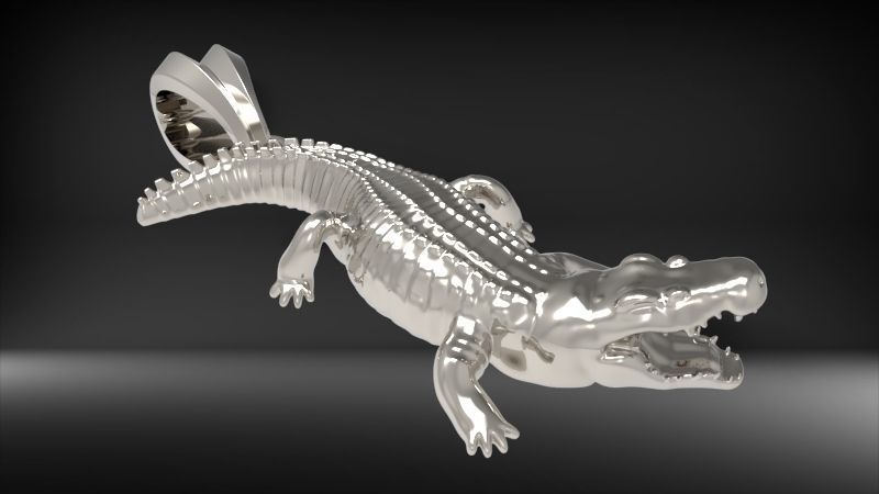 Crocodile Pendant | 999 Fine Silver 18.5mm | Handmade USA