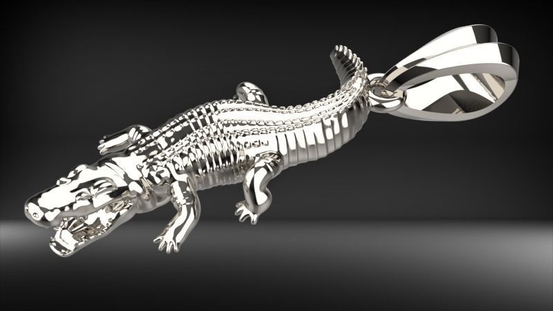 Crocodile Pendant | 999 Fine Silver 18.5mm | Handmade USA