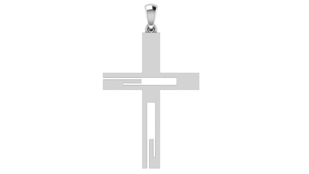 Modern Cross Pendant, 30 × 21 mm | 999 Fine Silver
