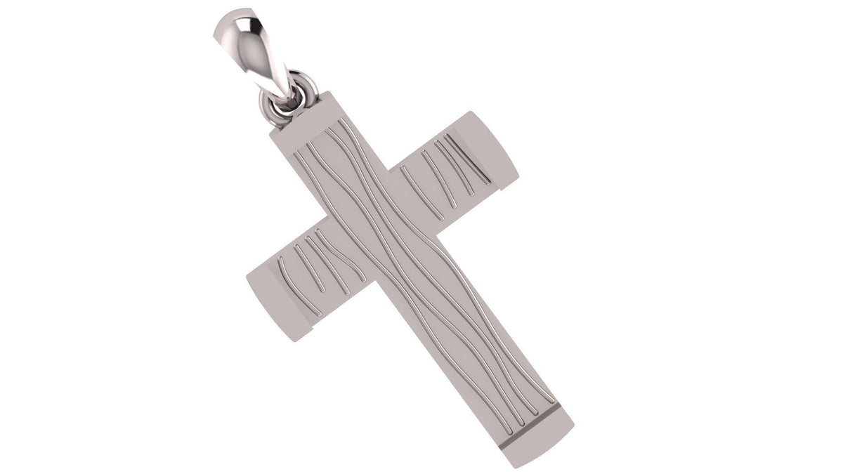 Wavy-Line Cross Pendant | 999 Fine Silver