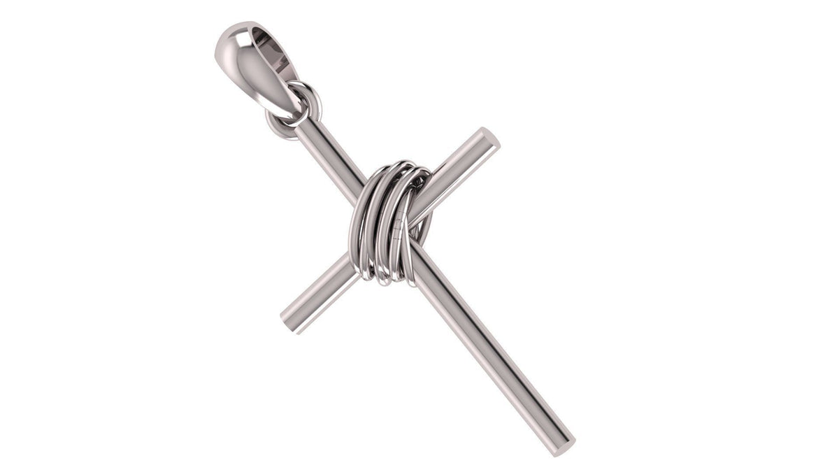 Wire Wrapped Cross Pendant | 999 Fine Silver 30mm | Handmade USA