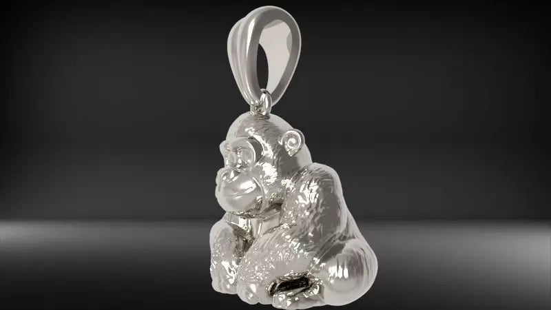 Gorilla Pendant | 999 Fine Silver 17.5mm | Handmade USA