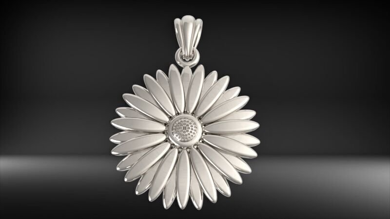 Daisy Flower Pendant | 999 Fine Silver 24mm | Handmade USA