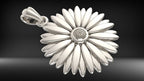 Daisy Flower Pendant | 999 Fine Silver 24mm | Handmade USA
