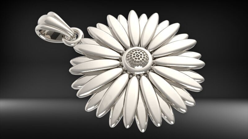 Daisy Flower Pendant | 999 Fine Silver 24mm | Handmade USA