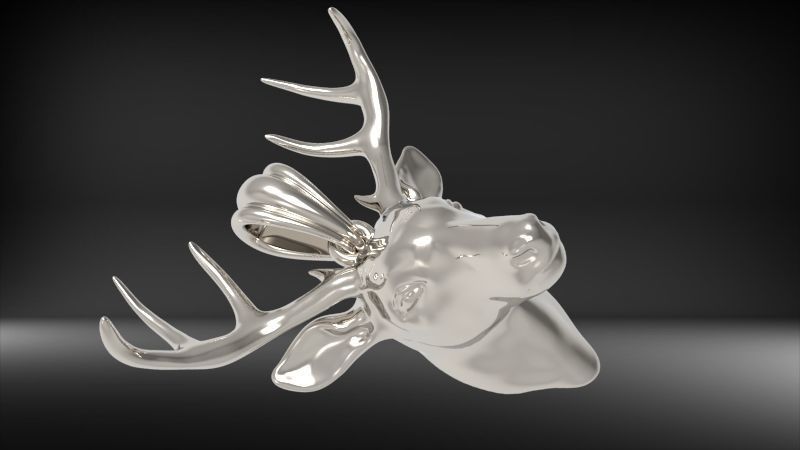 Buck Head Pendant | 999 Fine Silver 32mm | Handmade USA