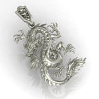 Dragon Pendant | 999 Fine Silver 29mm | Handmade USA