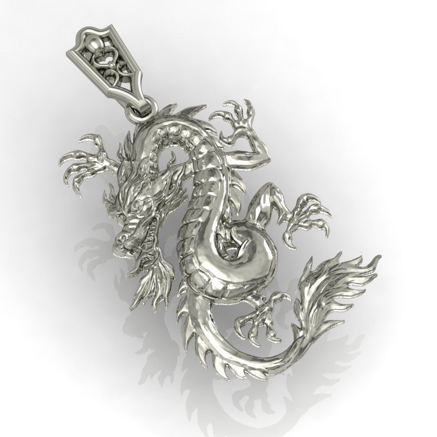 Dragon Pendant | 999 Fine Silver 29mm | Handmade USA