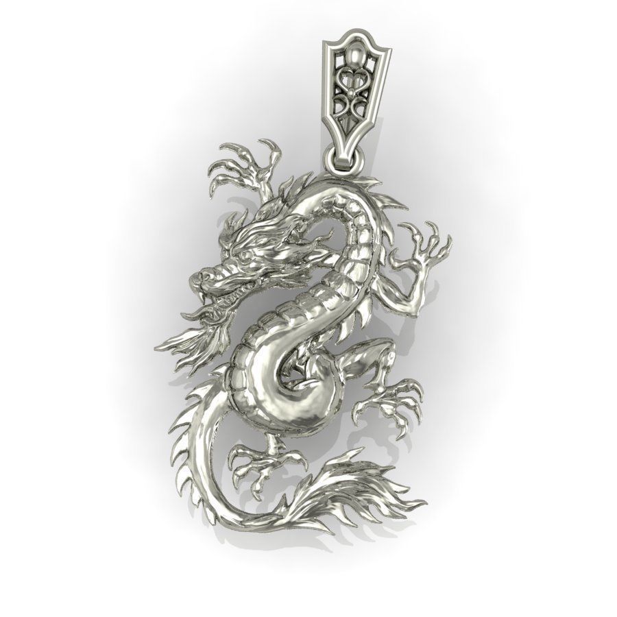 Dragon Pendant | 999 Fine Silver 29mm | Handmade USA